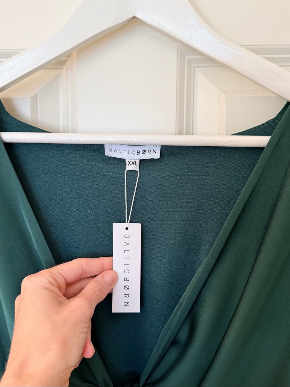 NWT! Baltic Born Poppy Emerald Green Satin Tie-Front Midi Dress - Picture 6 of 9